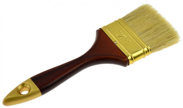 Pędzel płaski z rączką drewnianą 63 mm - 2,5&quot;, PROFI, rękojeść mahoniowa, GEKO