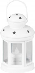 Lantern de Craciun MagicHome, alb, cu lumanare LED, 10x15/20 cm