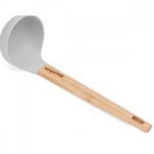 Kuhinjska zajemalka silikon/bambus, 27x8x8cm siva, prostornina 125ml