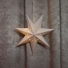 MagicHome Weihnachtsdekoration, Stern, Papier, 10 LED warmweiß, 2xAA, einfache Beleuchtung, 40 cm