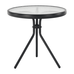 Vrtni stolić, crni čelik/kaljeno staklo, HABIR