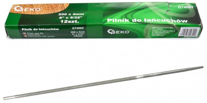 Pilă rotundă 4,8 mm pentru ascuțirea lanțurilor de ferăstrău, lungime 200 mm, GEKO