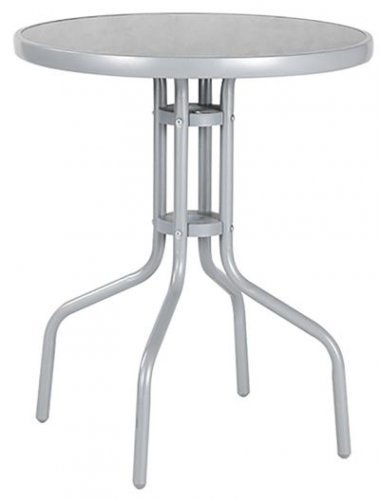 LEQ BRENDA asztal, 72x60 cm, üveg, BRENDA garnitúrához, világosszürke