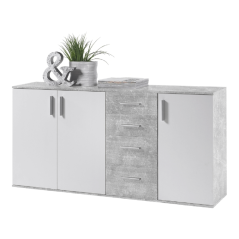 Kommode, Weiß/Beton, POPPY 3