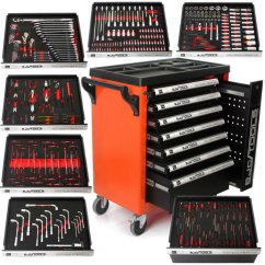 Werkzeugschrank mit 7 Schubladen, bestückt mit Werkzeug, 298-teilig, BJC