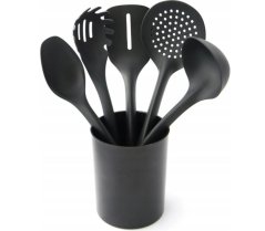 Kuhinjski pribor 5kom + UH stalak crni