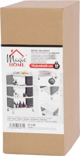 Regál MagicHome Rolly, plastový, 4 police, 49x29x75,5 cm, na kolečkách