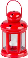 Božićni lampion MagicHome, crveni, sa LED svijećom, 10x15/20 cm