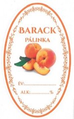 Nalepka za steklenico BARACK PÁLINKA/PEACHINE home oval 16 kos HU etikete