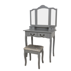 Schminktisch mit Hocker, grau/silber, REGINA NEU
