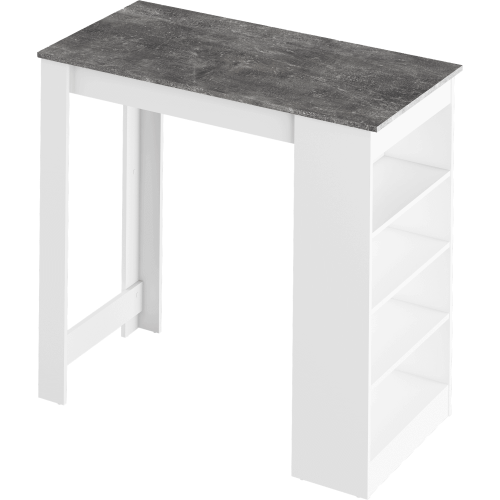 Stół barowy, biały/beton, 117x57 cm, AUSTEN