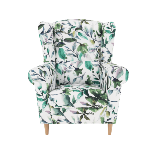 Fotelja, tkanina s uzorkom zelenog lišća, CHARLOT