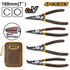 Clește pentru inele Seger 180mm, set de 4, INGCO Industrial