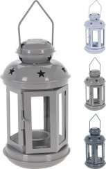 Svečnik za čajno svečo Lantern 11,5x11x20 cm kovinsko sivo/bela mešanica