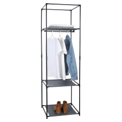 Garderobni stalak, metal/tkanina, crna, ALBUS