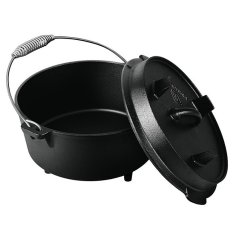 Oală din fontă cu capac, 25 cm, neagră