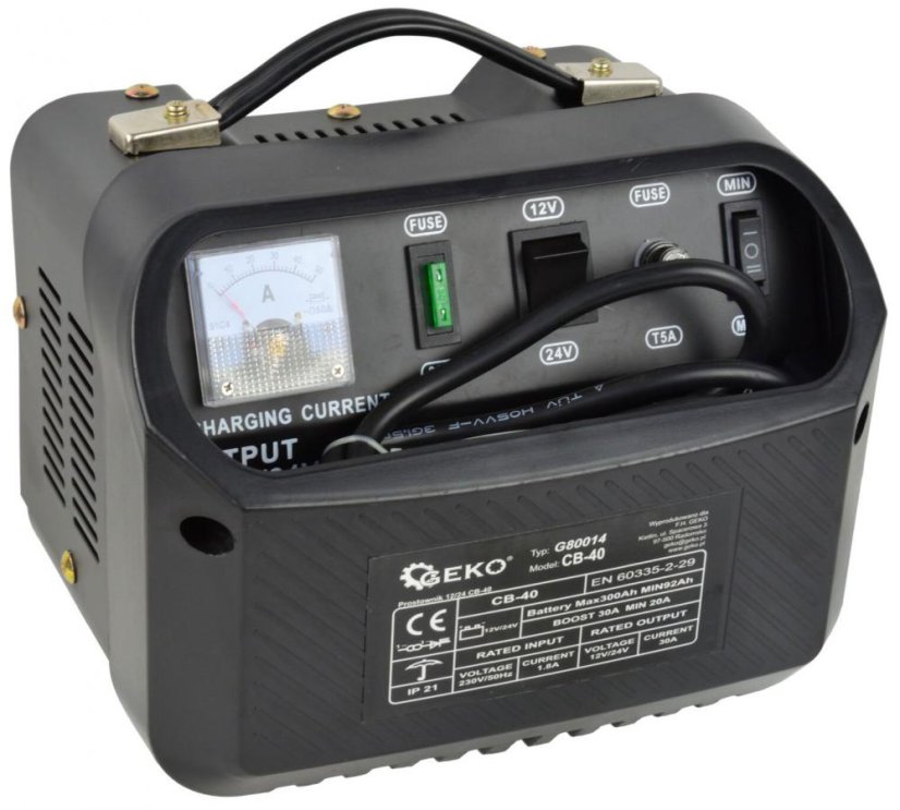 Nabíjačka autobatérii CB-40, 230 V, 12/24 V, poistka 30A, intenzita prúdu 30A