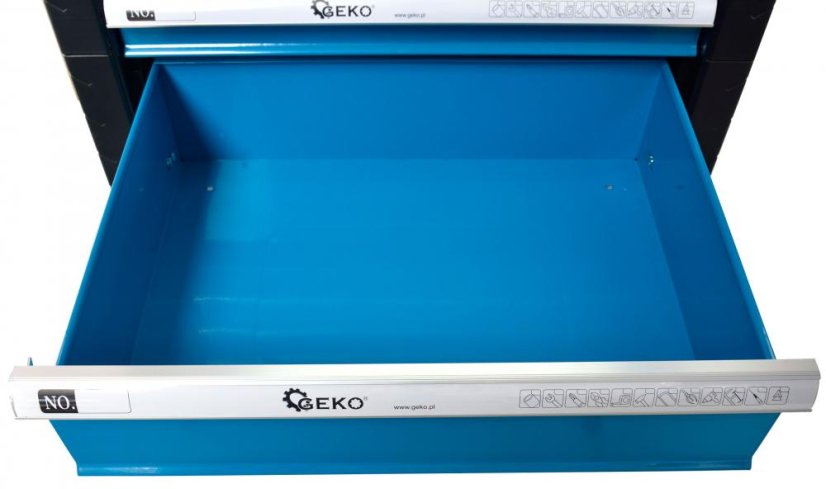 Werkzeugschrank mit 7 Schubladen, bestückt mit 272 Werkzeugen, 690x455x975 mm, GEKO