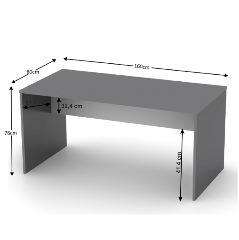 Pisalna miza, grafit/bela, RIOMA NEW TYPE 16