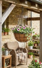 Strend Pro Hanger, Blumentopfhalter, Stahl/Kokos, hängend, mit Kette und Aufhänger, 25 cm