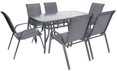 ANTOINE Terrassenset, 1x Tisch, 6x Stühle, ShadowGray