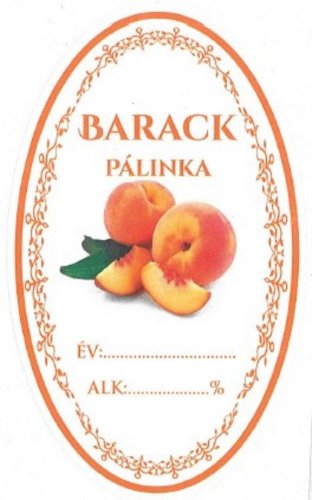 Nalepka za steklenico BARACK PÁLINKA/PEACHINE home oval 16 kos HU etikete