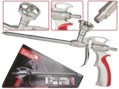 Pistolet do piany montażowej nierdzewno-aluminiowej, bezobsługowy, TWARDY