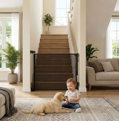 Ochranná výsuvná bezpečnostná brána 160 cm na schody a dvere čierna ECOTOYS