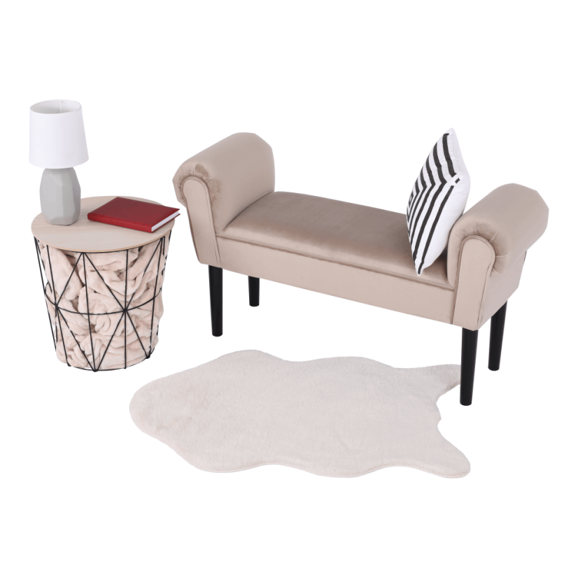 Bank, Samtstoff, beige/schwarz, BURDA