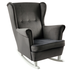 Gugalni stol s krili, temno siva/bela, TEJA