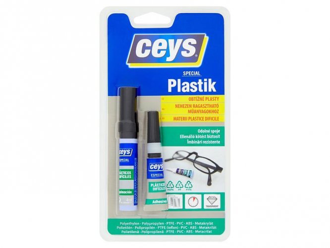 Ceys SPECIAL PLASTIK Kleber, für schwierige Kunststoffe, Sekunden, 3 g + 4 ml