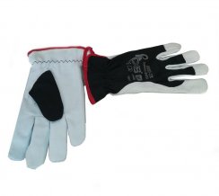 Kombinirane rokavice, tekstil-usnje TECHNIK črno-bele 10&quot; KLC