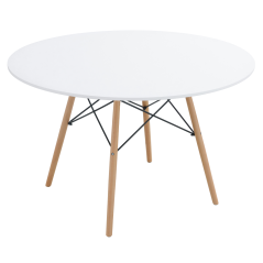 Jedilna miza bela mat/bukev premer 120 cm DEMIN NOVO