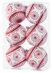 MagicHome Weihnachtskugeln, 6 Stück, 8 cm, rot - weiß, für den Weihnachtsbaum