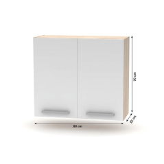Oberschrank 2DV, Sonoma-Eiche/Weiß, NOVA PLUS NOPL-014-OH