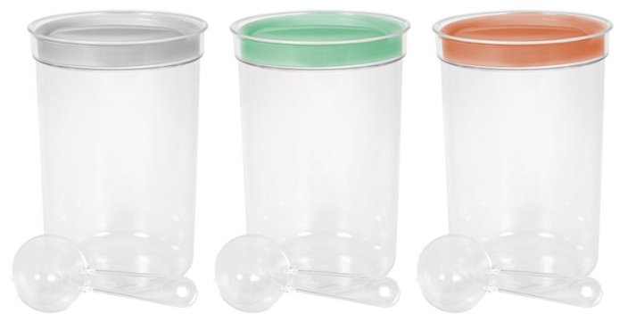 Curver® DRY FOOD puszka 1700 ml z miarką, mieszanka kolorów miętowo-szarych i brzoskwiniowych, 13x19 cm