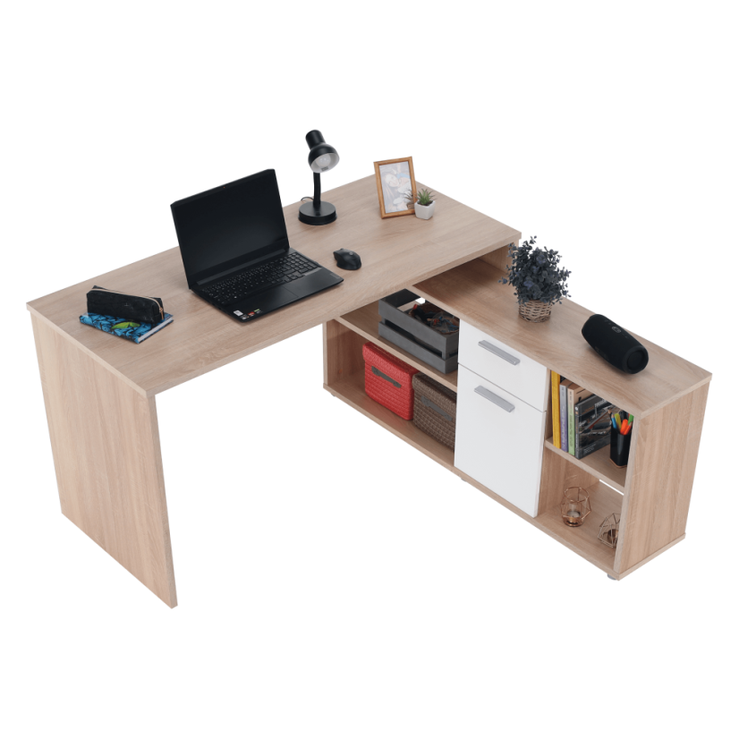 PC-Tisch, Sonoma-Eiche/Weiß, NOE NEU