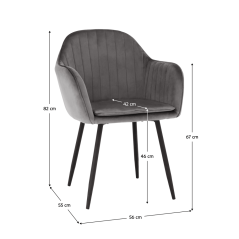 Design-Sessel, grauer Samtstoff, ZIRKON