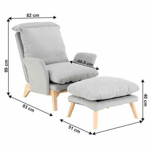 Fotel z podstawą, jasnoszary/naturalny, ZANDER