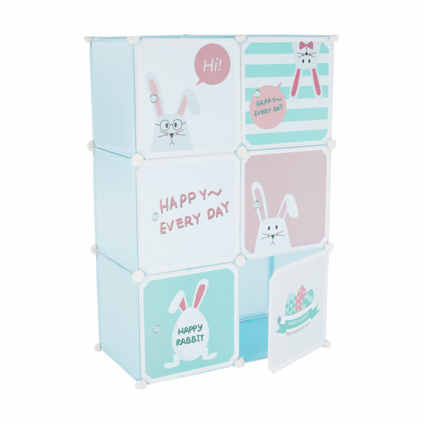 Modularer Kinderschrank, blau/Kindermuster, EDRIN