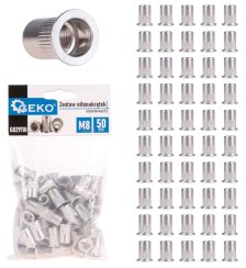 Zestaw nitów aluminiowych M8 x 18 mm, 50 szt., GEKO