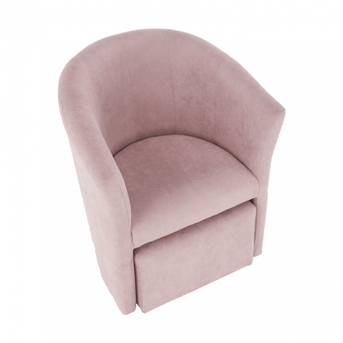 Krzesło klubowe ze stołkiem, pudrowy róż, ROSE