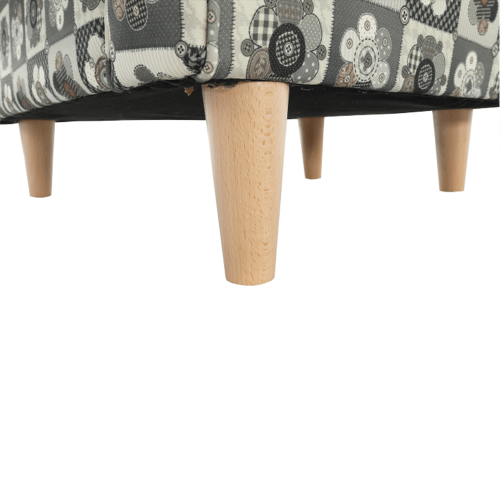 Krilni stol s taburejem, tkanina patchwork N1, ASTRID