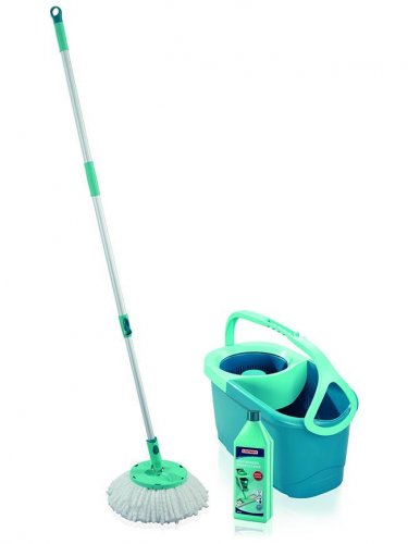 Set de curățare LEIFHEIT 55414 Rotation Disc Mop Ergo + Power cleaner, mop de podea + găleată