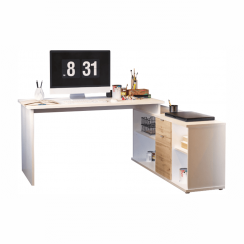 Schreibtisch, Weiß/Wotan-Eiche, DALTON 2 NEW VE 02