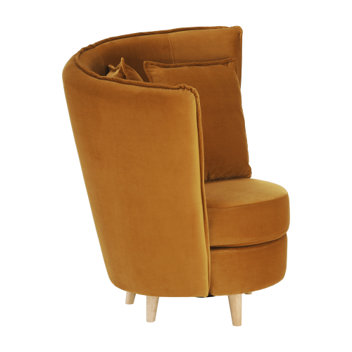 Fotel w stylu Art Deco, tkanina Riviera musztardowy/dąb, OKRĄGŁY NOWY