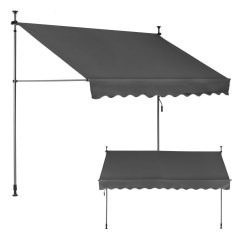 Balkonová slnečná clona 300x120 cm, výškovo nastaviteľná, vodotesná s ručnou kľukou Sivá MultiGarden