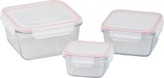 MagicHome staklenka, set od 3 komada, staklo, pravokutno, s poklopcem, 450/1000/1900 ml