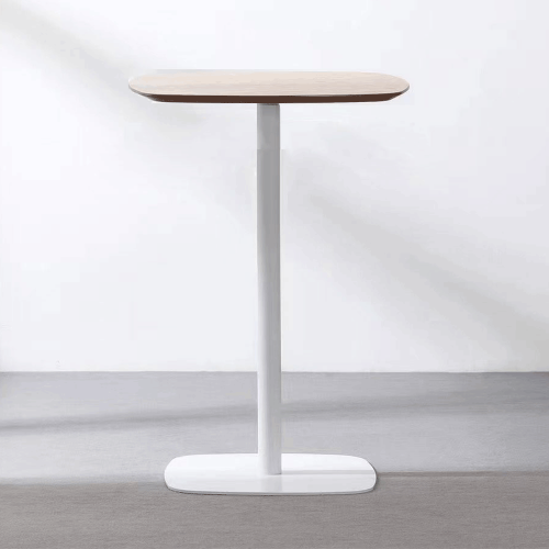 Stół barowy, dąb/biały, MDF/metal, średnica 60 cm, HARLOV
