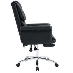 Pisarniški stol z oporo za noge, črno eko usnje, RODIK